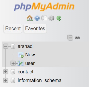 PHPMyAdmin Create New Table